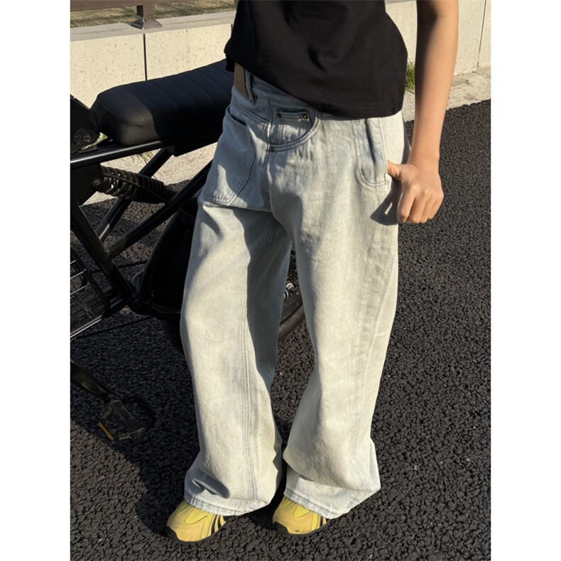 【有货】A700CC-特P43 不对称做旧反穿牛仔裤男女设计感裤子图片