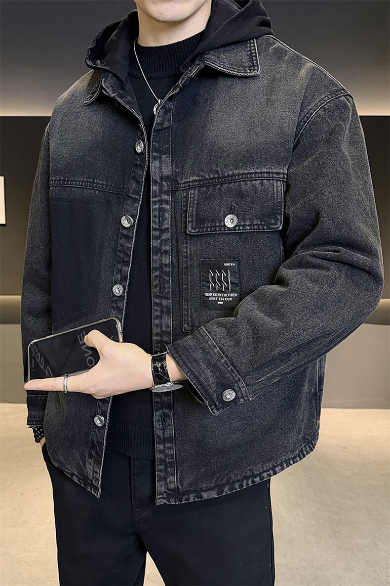 假两件牛仔外套男标50白鸭绒羽绒服男士上衣B317/Y999/P238,男装工装外套,电商B317