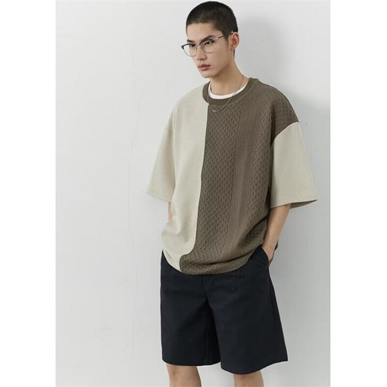 简约撞色拼接短袖男女夏季针织冰丝T恤上衣服衫潮打底TB205,男装T恤,星座1116A（原606A-3）