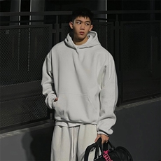 抖音得物高品质二开秋冬美式高街重磅结构辑明线连帽卫衣外套W75，男装卫衣，电商A486