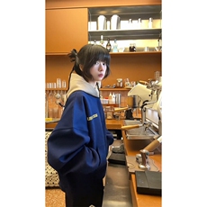 现货！320克撞色连帽卫衣拼接假两件外套1005-Q09-P58，男装卫衣，星座1005