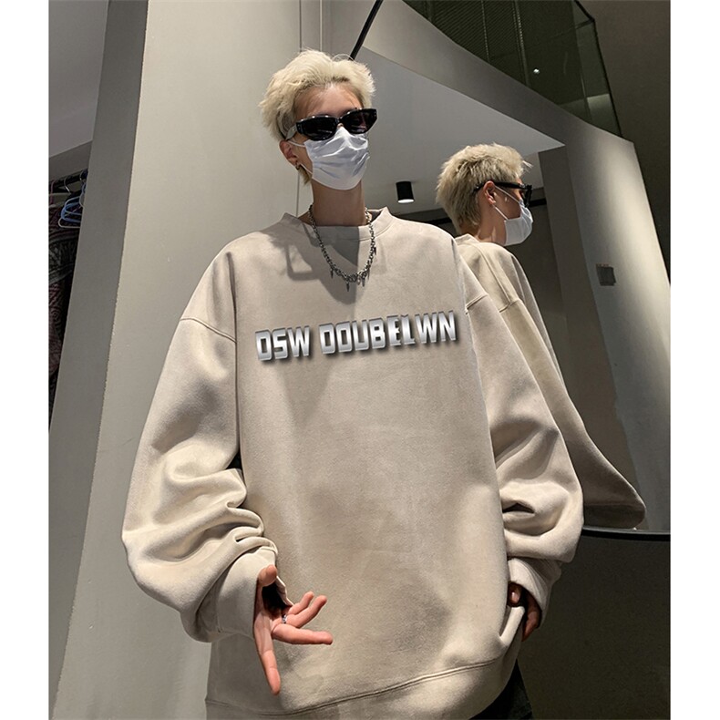 抖音得物供货提供视频秋冬重磅美式麂皮绒圆领卫衣JY376,男装卫衣,电商A486