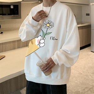 华夫格卫衣圆领卫衣男大码长袖t恤男外套 HW76265-P30加绒款-P40图片