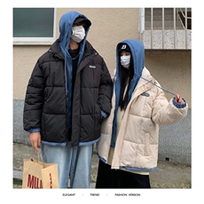 男女假两件棉衣棉服2025冬季新款潮情侣装C528-90，男装棉衣，星座911-2(原星座613-2）