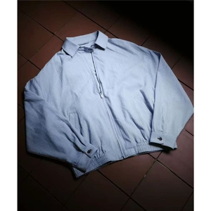 蓝白条纹衬衫夹克男款秋季潮牌cleanfit短款棒球服外套W6665-P71图片