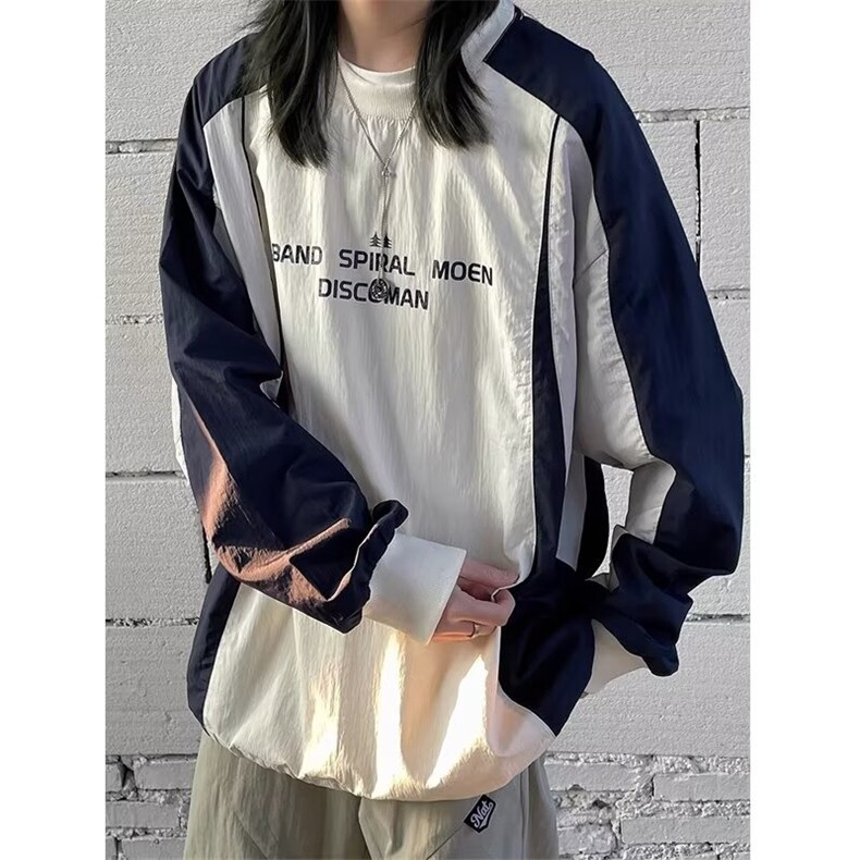 日系复古长袖卫衣男春季情侣宽松圆领套头衫学院风百搭休闲上衣男，男装卫衣，星座506A