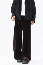 8XL-M加绒美拉德宽松金丝绒阔腿裤垂感拖地裤K993P55加绒65控78，男装卫衣，电商D206-1