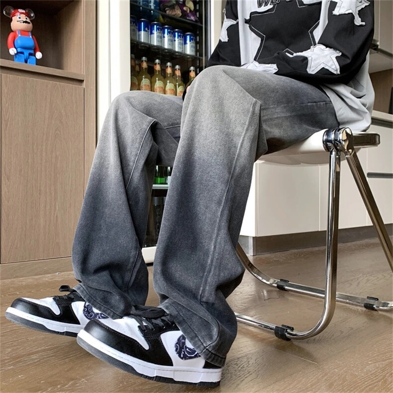 K1222-p35（网络图）现货牛仔裤无弹阔腿直筒裤老爹裤长裤，男装牛仔裤，星座103A-1