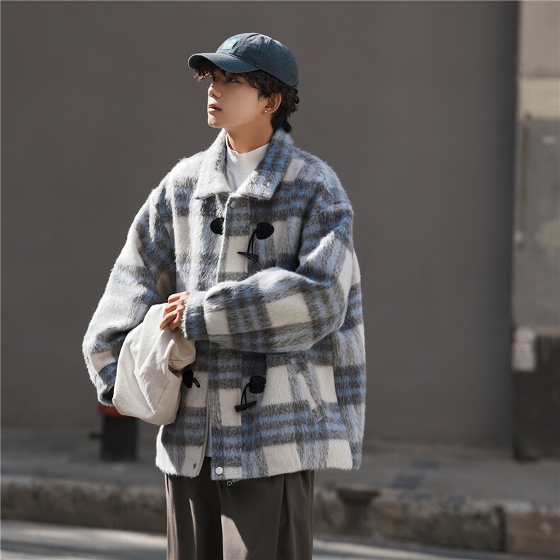 M869格子毛呢大衣秋冬加棉加厚小香风高级感英伦风夹克外套TP100,男装夹克,电商A170