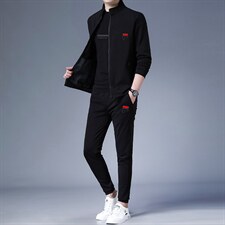三件套装男士春秋季潮流搭配帅气中年爸爸休闲运动外套青年卫衣服，男装休闲套装，电商B212（原钱塘6029）