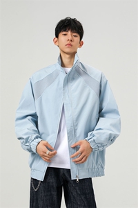 美式罗纹拼接袖子褶皱大码M-5XL教练夹克男JK78056P69控105图片