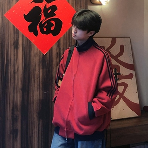 抖音得物高品质 美式高街重磅结构设计拼接织带立领卫衣外套 CM42图片