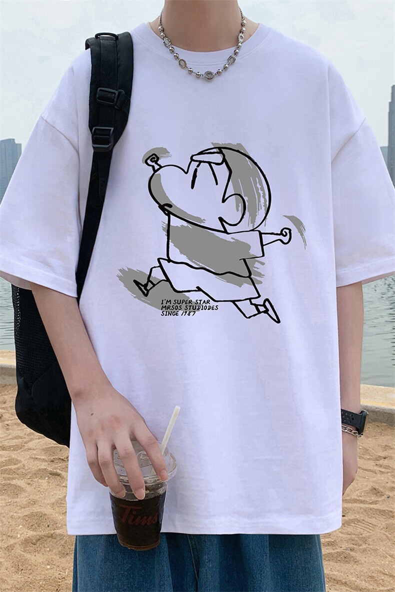 T790纯棉宽松短袖t恤男夏季新款透气休闲圆领体恤衫oversize半袖,男装T恤,星座304A-1