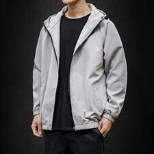 2021秋季新款日系黑墙大码男纯色连帽休闲夹克外套J6001-P55，男装夹克，电商A001