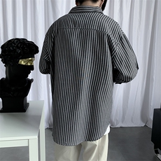 男士七分袖个性显瘦休闲中袖青年衬衫新款港风宽松条纹衬衣，男装衬衫，星座302B