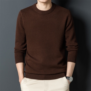 AJsj608钱塘2020-3冬季新款男士加厚纯羊毛圆纯色百搭领毛衣P127图片