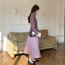 现货！26春新款紫色吊带连衣裙套装-衣珂纱朗-2D044，女装套装/套裙，衣珂纱朗