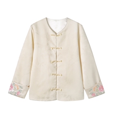 在仓2025年春夏薄款常规单排扣guo风提花袖口刺绣外套带里布，女装短外套，新依时派