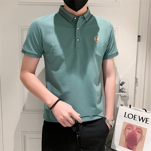 现货3038-P40夏季新款衫男短袖休闲半袖翻领T恤男装修身商务图片