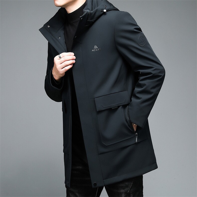 新款男士连帽休闲羽绒服冬季中年加厚保暖上衣男装可脱卸内胆外套,男装羽绒服,电商B212（原钱塘6029）