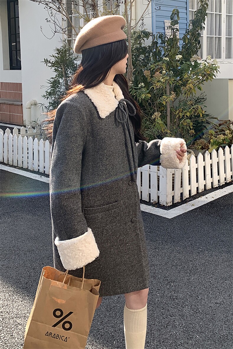 2C291羊毛拼接90白鸭羽绒服YRF11-P275-K455,女装羽绒服,2C291
