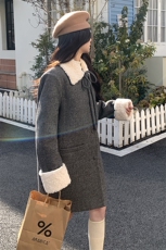 2C291羊毛拼接90白鸭羽绒服YRF11-P275-K455，女装羽绒服，2C291