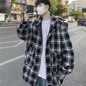 男士大衣男秋冬季新款潮牌夹克港风宽松粗织外套 J6511 P85图片