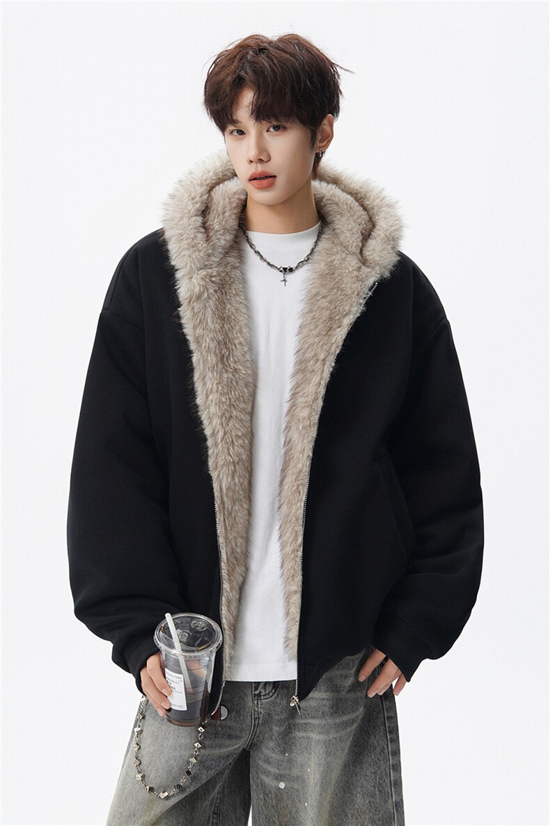 美式座山雕加绒加厚棉服男冬宽松连帽毛领棉衣外套MY18001,男装棉衣,电商B312