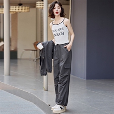欧货剪标断码特价捡漏2024秋季时尚百搭运动上衣+吊带+休闲裤套装，女装套装/套裙，依路服饰