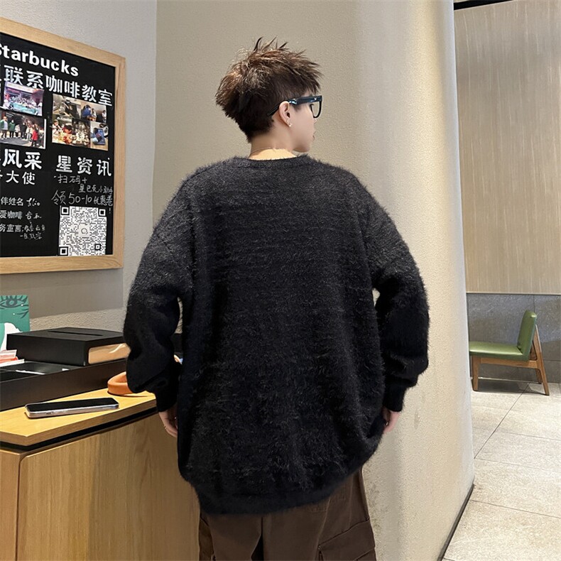 秋冬美式复古水貂毛字母糯慵懒风毛衣情侣针织衫外套MY06526-P58,男装针织衫/毛衣,星座308B-1