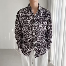 美式复古花衬衫男春秋季潮牌炸街宽松痞帅慵懒长袖衬衣CY1006-P30，男装衬衫，星座412-2