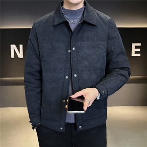 6621-L-4XL-P185标50绒店主秋季男士休闲翻领渲染泼墨羽绒服男
