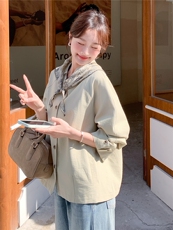 2026春装新款气质韩版短款风衣夹克外套女送丝巾，女装风衣，时尚风爆