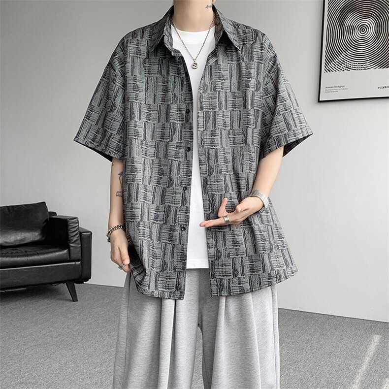 8XL-M花衬衫男款短袖夏季冰丝薄款花衬衣大码寸衫外套DC28013P38,男装衬衫,电商B312