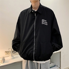 港风秋款男立领夹克拉链字母印花冲锋衣休闲外套JK012P55，男装夹克，星座1013-1