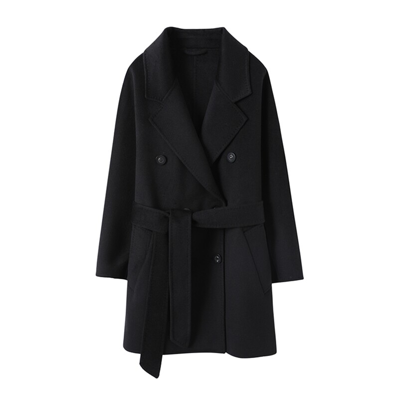 2024年秋冬羊绒大衣女中长款赫本风流行系带呢子外套，女装羊绒大衣，星纬羊绒