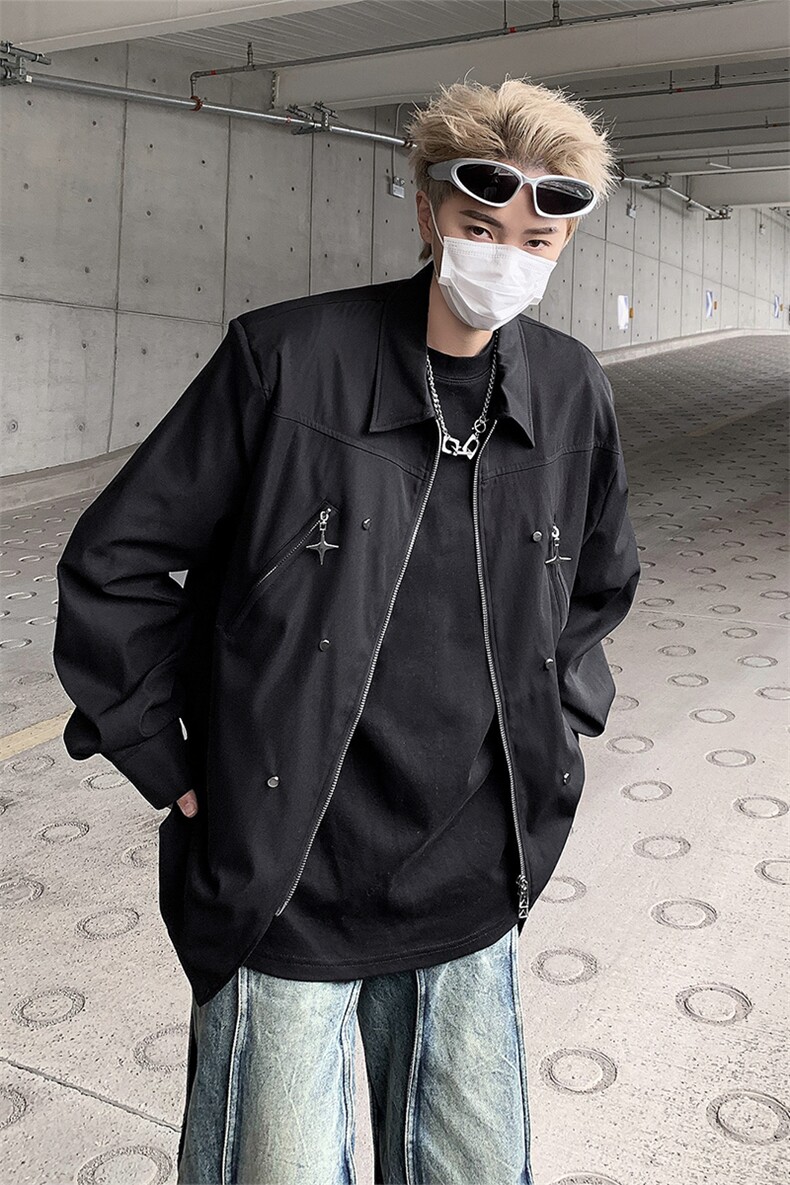 男装衬衫24春季小众金属设计衬衫韩版长袖衬衣XZ514-2-202417-P78,男装衬衫,星座514-2(原B239)
