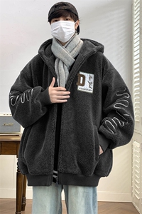冬上新港风加绒加厚百搭棉衣羊羔绒连帽外套男女 992-P110控价158图片