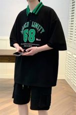 夏装学生清新休闲Polo衫2023印花短袖T恤套装男女6630-P65控价88，男装Polo衫，电商A441-1