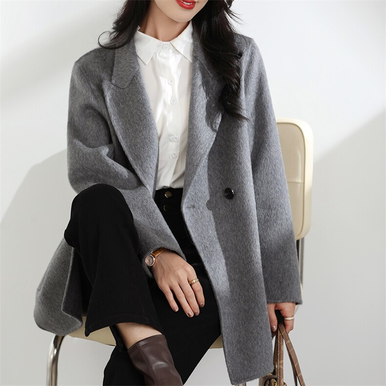 新款【源头正品】韩版秋冬新款双面羊绒大衣女中长款羊毛大衣外套,女装双面呢大衣,怡欣双面呢工厂店