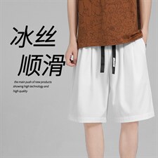 2022潮牌宽松简约冰丝短裤男潮流大码外穿五分裤DK515-特批20，男装休闲裤，星座718-1