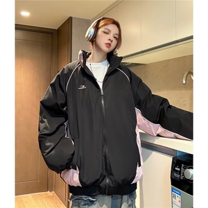中性风冬装 双面穿 条纹织带棉服 拼色棉衣休闲外套男 G1101 P138图片