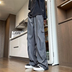 伞兵工装裤子男夏季薄款包边宽松直筒阔腿裤休闲裤K518，男装休闲裤，星座1116A-1（原606A）