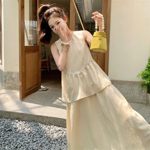温柔风荷叶边套装女2025年夏季新款气质绝美无袖背心半身裙两件套图片