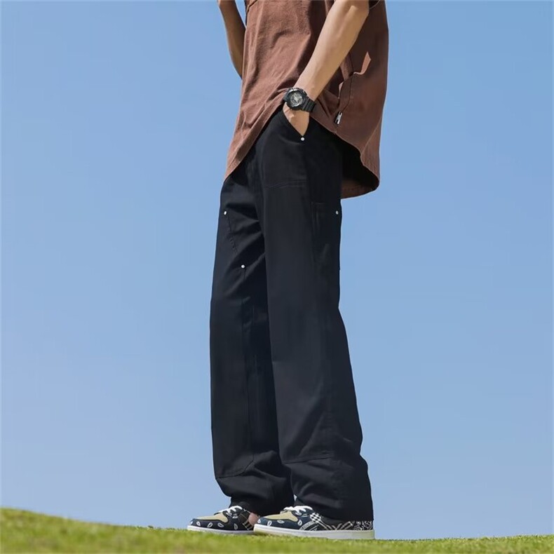 美式复古工装裤男直筒阔腿休闲裤2024年新款潮户外长裤K5170-P40,男装休闲裤,星座412-2