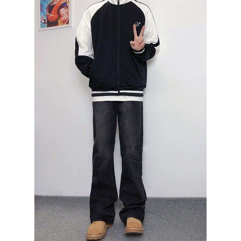 B221美式ins高街暗黑光版修身微喇牛仔裤LK23137-P55控78,男装牛仔裤,电商B221