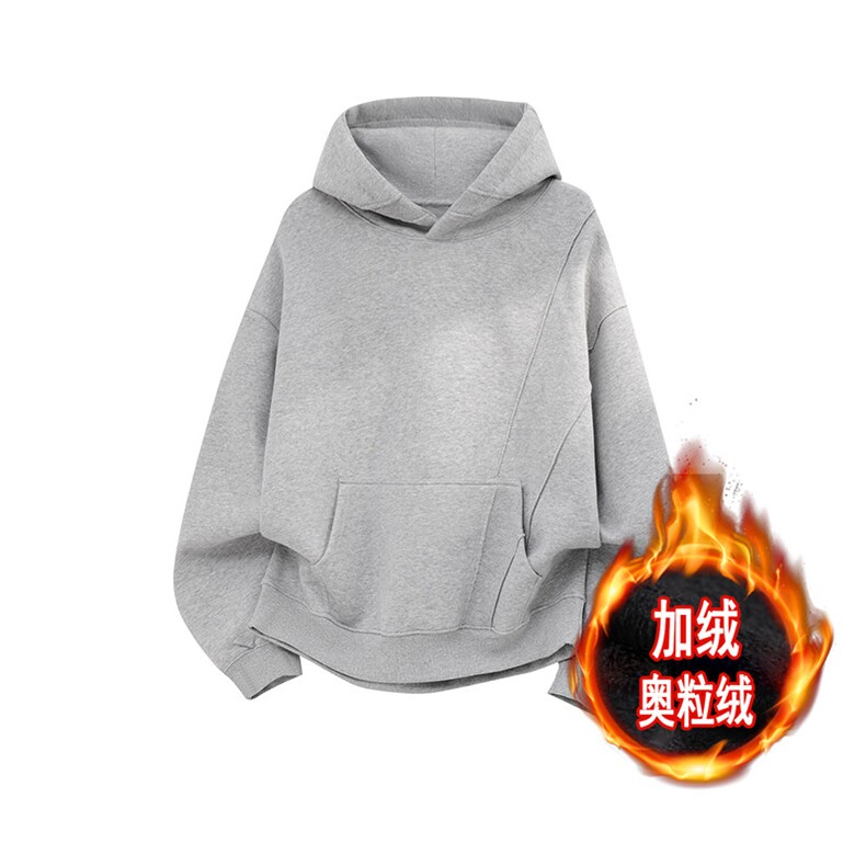 拼接卫衣加绒奥粒绒重磅500克连帽硬挺宽套头外套 RH5306JR-P62图片