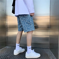 牛仔短裤男夏季超火ins宽松韩版学生潮牌嘻哈bf五分休闲k225-p40，男装牛仔裤，星座1008