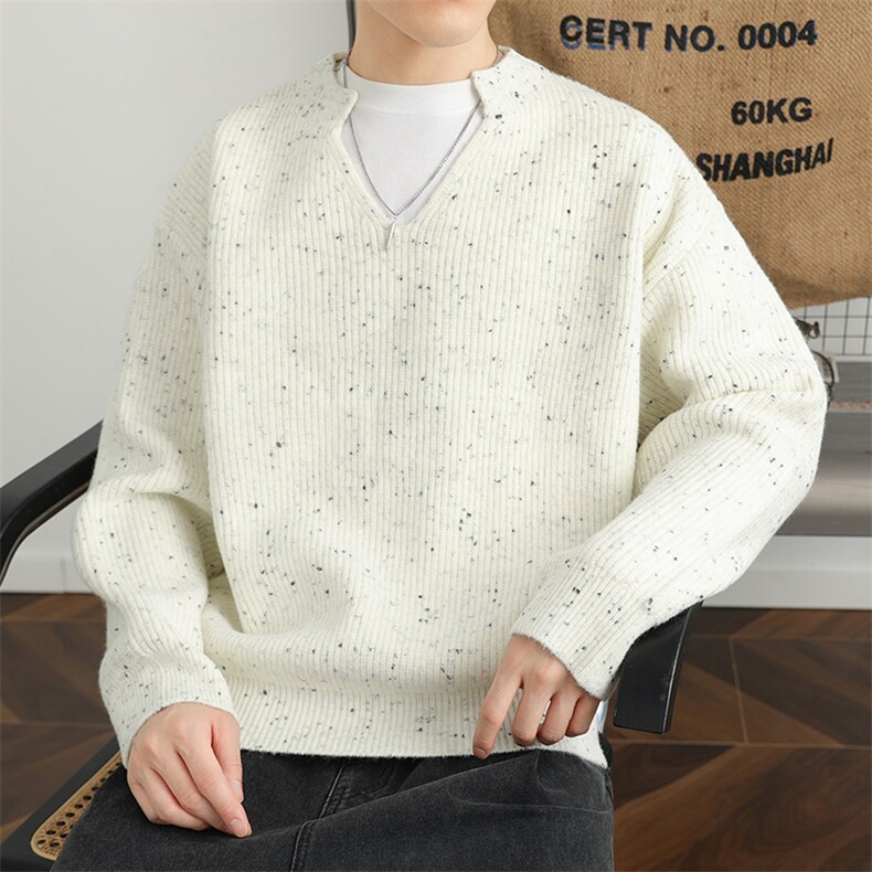 满天星V领针织毛线衫男慵懒风潮牌外套MY6605P75，男装针织衫/毛衣，星座914