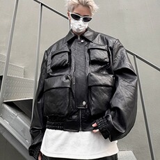 美式复古廓形短款夹克工装机车服vintage设计感外套男W5732-P79，男装夹克，星座412-3